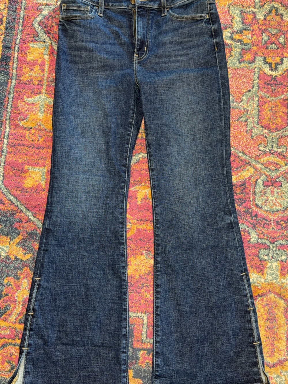 Women's Dark Indigo Flare Jeans with Side Slit